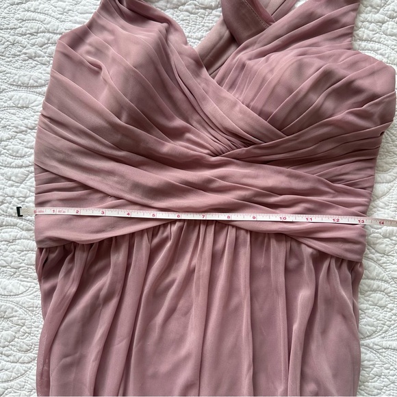 David's Bridal Quartz Long Mesh Criss Cross Back Bridesmaid Dress - Picture 13 of 13